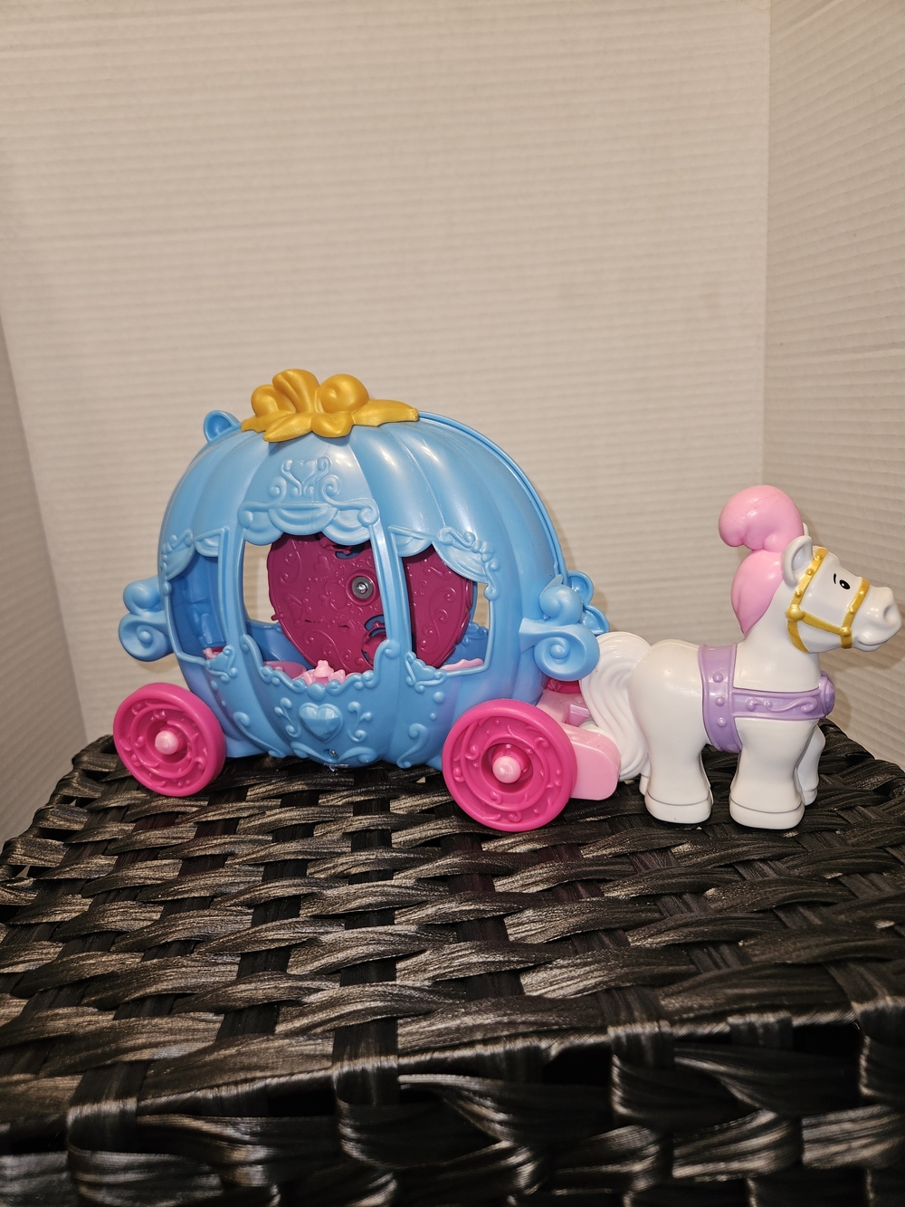 Fisher-Price Little People Blue and Pink Fairy Tale Carriage with White Horse